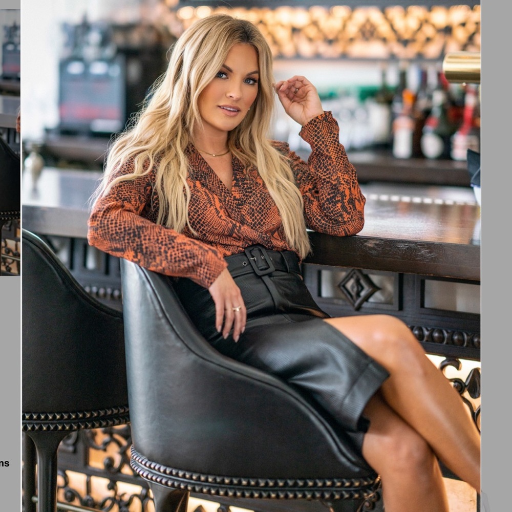 Bar III x Becca Tilley Faux-Leather Slit Skirt